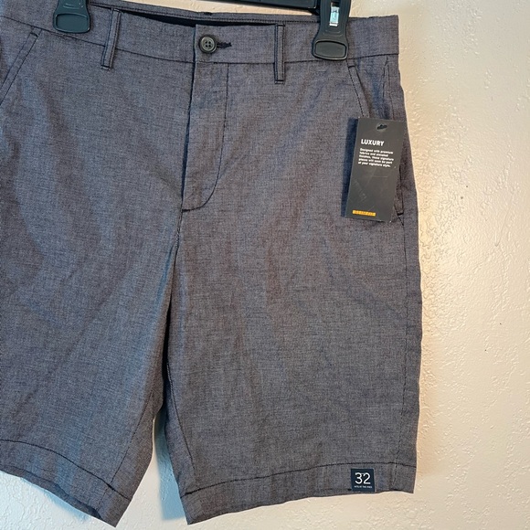 Marc Anthony Gray Flat Front Shorts Belt Loops SZ 32W Stretch Waist Slim Fit Men - Picture 5 of 15